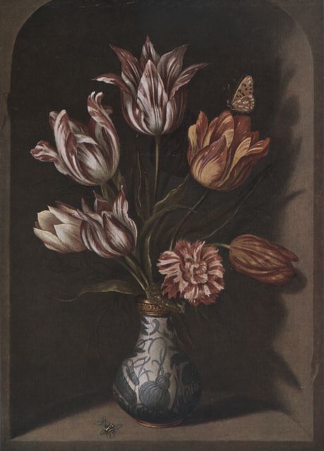 Anonimo — Bosschaert Ambrosius il Giovane - sec. XVII - Natura morta con vaso di fiori e insetti — insieme